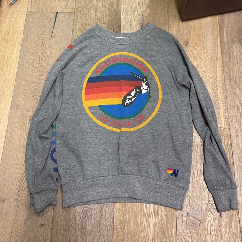 grey aviator nation crew neck